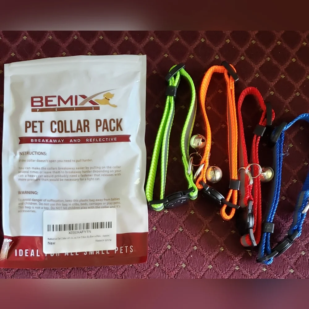 Bemix Breakaway And Reflective Pet Collar 4 Pack (for Small Pets)
